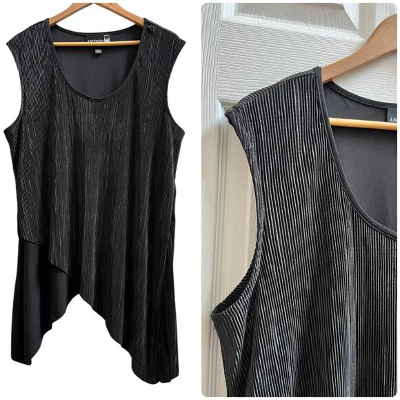 Antthony 2 Piece Black Sleeveless Sharkbite Hem Tunic & Pant Set Plus Size 2X - Picture 9 of 15
